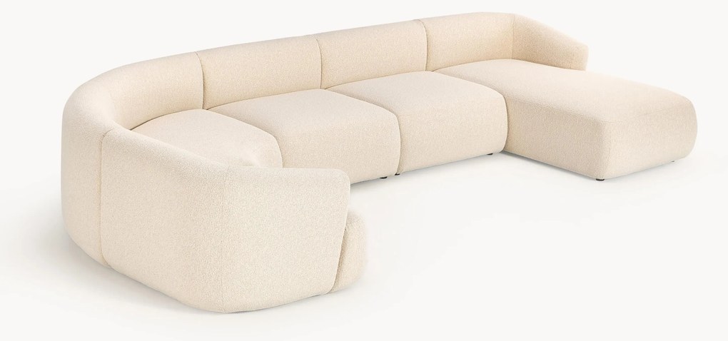 Sofá de canto comprido modular XL em bouclé Sofia