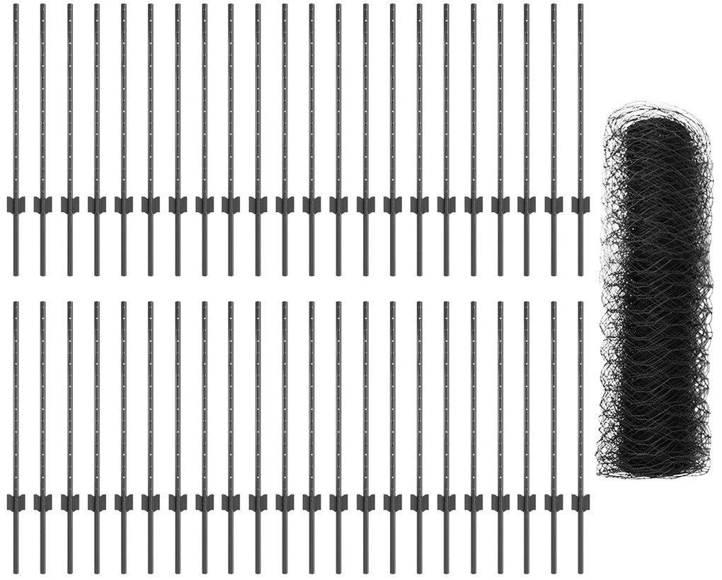 Postes para Cerca vidaXL 11 pcs U-Channel Cinza 80 cm Aço