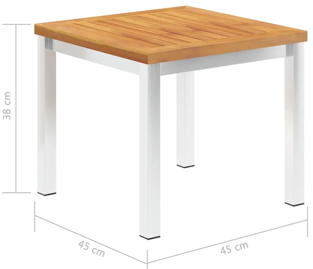 Mesa de apoio jardim 45x45x38 cm acácia maciça/aço inoxidável