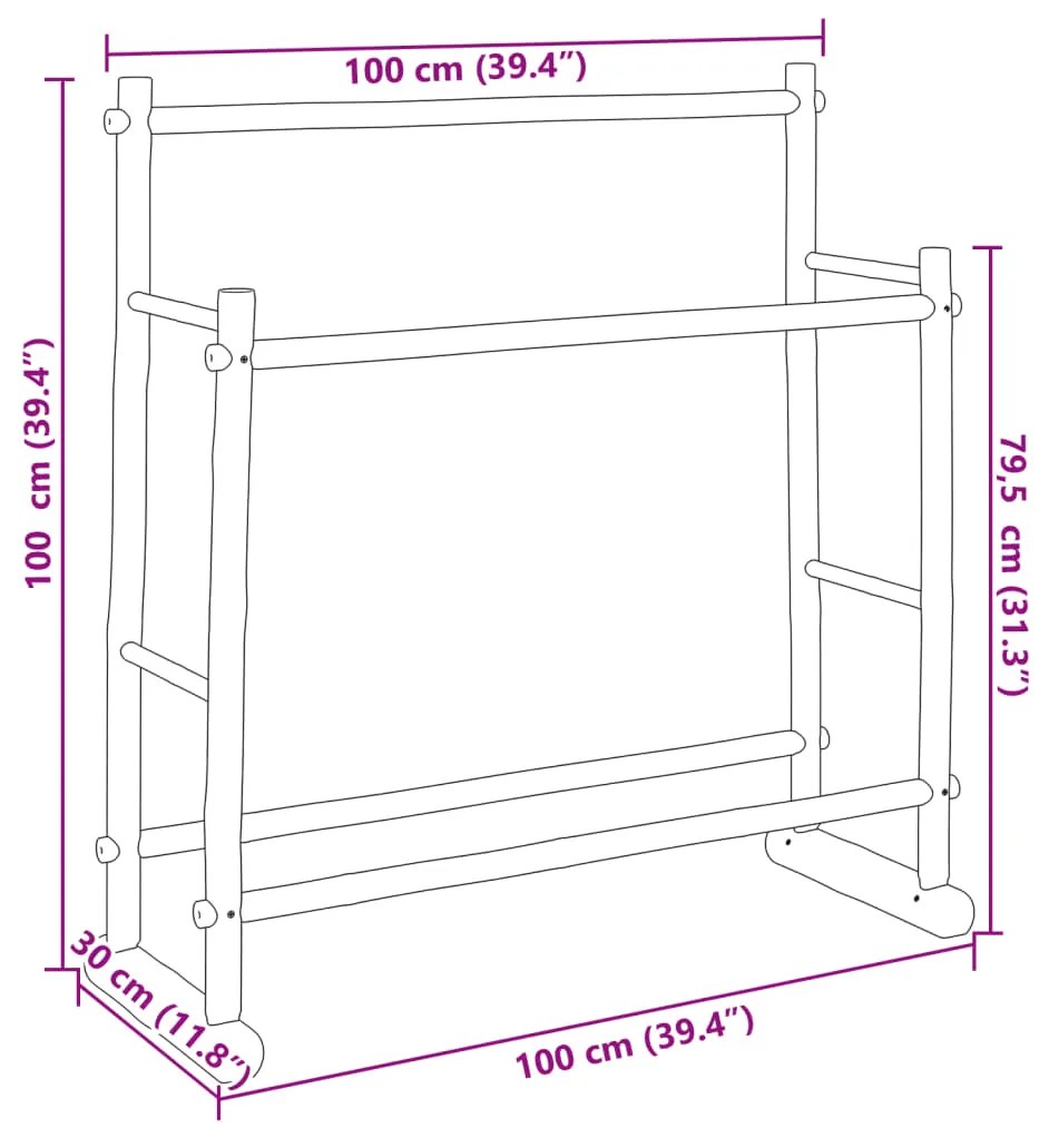 Suporte para roupas 100x30x100 cm bambu