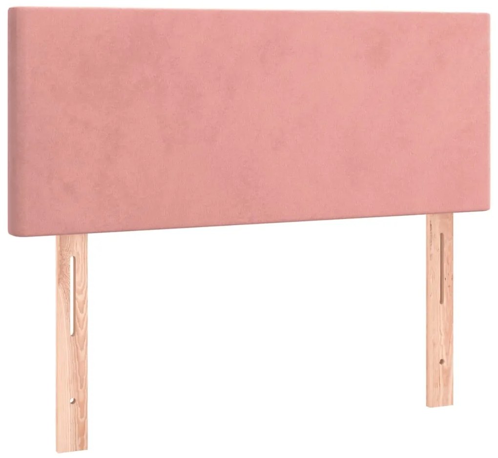 Cama box spring c/ colchão luzes e LED 120x190 cm veludo rosa