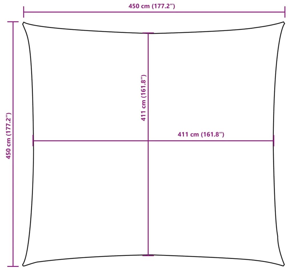 Para-sol estilo vela tecido oxford quadrado 4,5x4,5 m vermelho