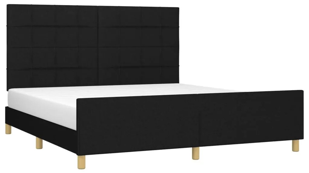 Estrutura de cama sem colchão 160x200 cm tecido preto
