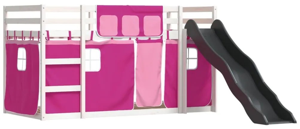 Beliche com escorrega e cortinas 90x200 cm rosa