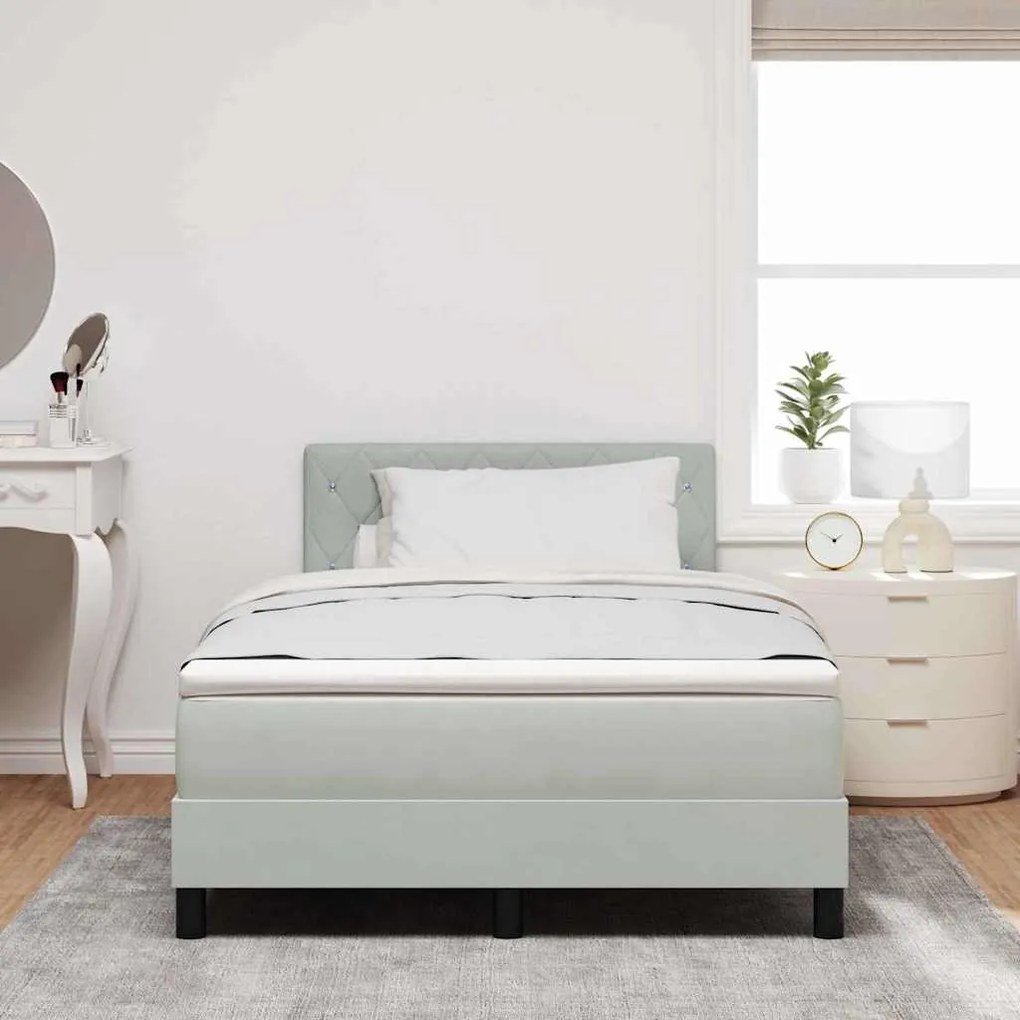 Cama Box com Colchão vidaXL Cinza Claro Pequeno Duplo Veludo