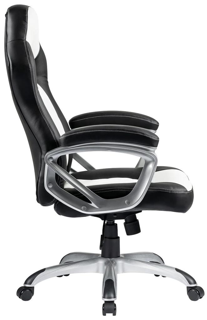 Cadeira de escritório PORTIMAO, gaming, pele sintética branca e preta