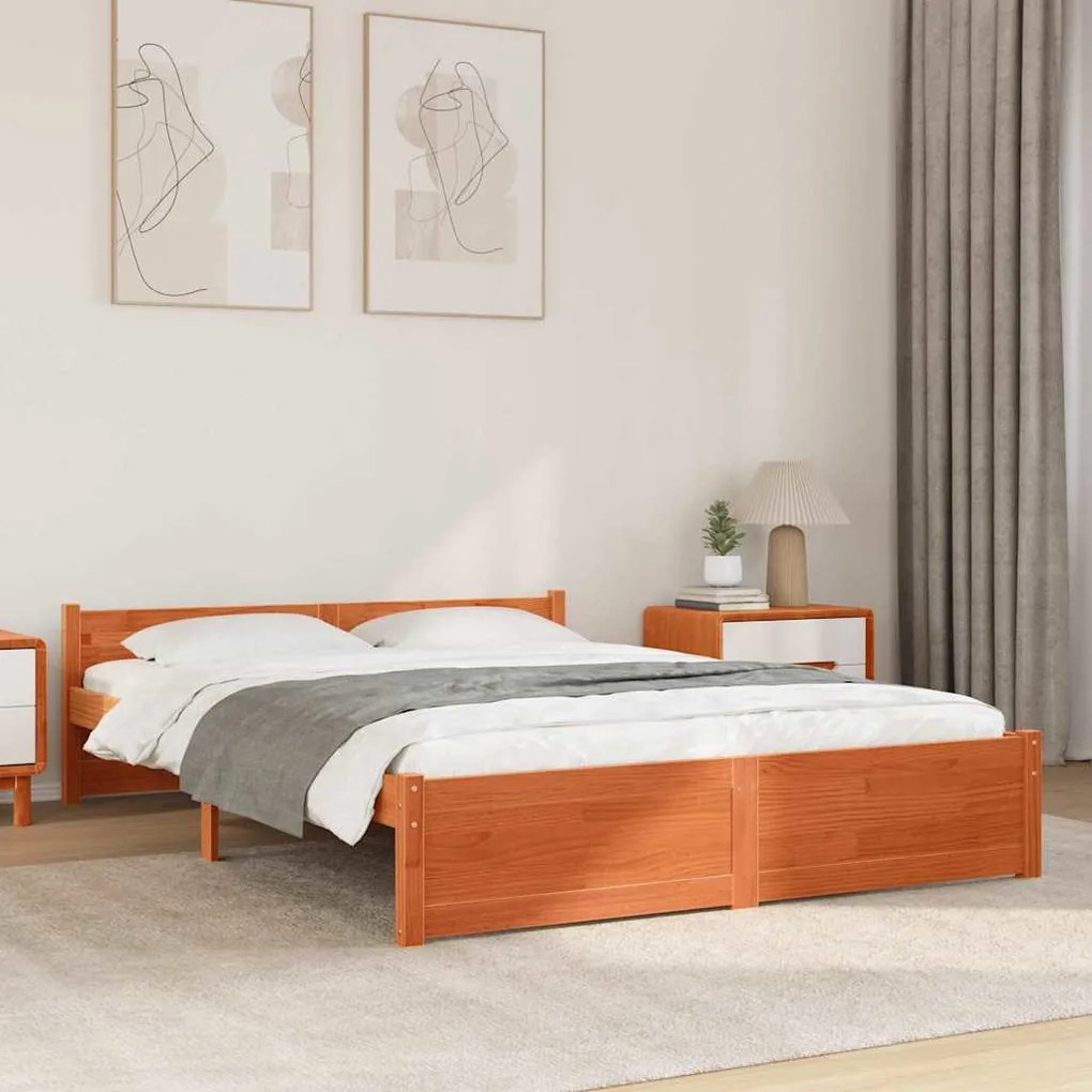 vidaXL Estrutura da Cama Marrom Cera 205.5 x 95.5 x 51 cm