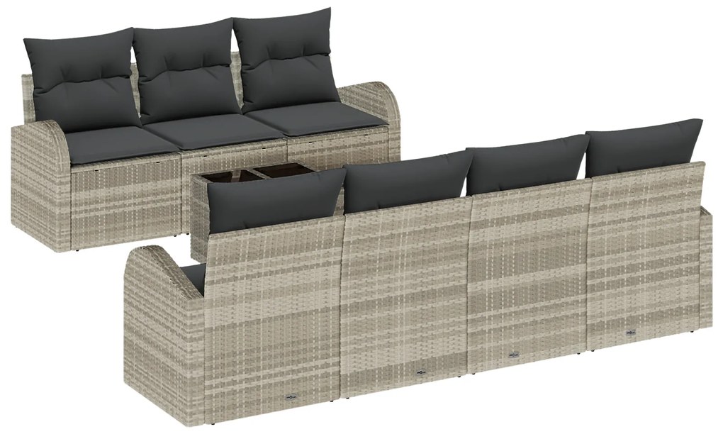 Conjunto de Sofás de Jardim vidaXL com Almofadas Cinza Claro em Rattan Poliéster