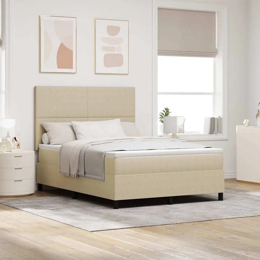 vidaXL Cama Box com cabeceira Cinza Claro e Branco 160 x 200 cm