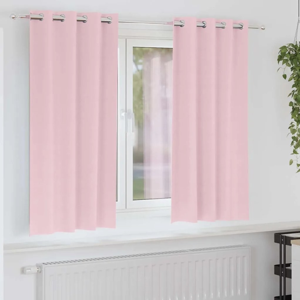 vidaXL Cortinas com cortinas 2 pcs Rosa Bebê 175 x 140 cm Poliéster