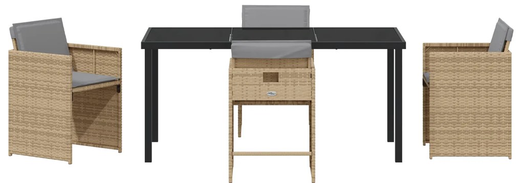 Conjunto de Jantar de Jardim vidaXL com Almofadas Bege Rattan Poliéste