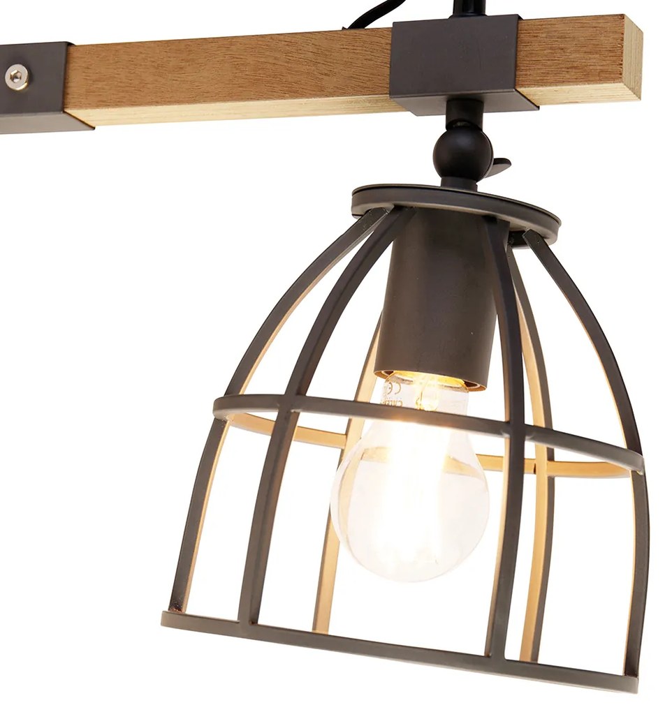 LED Candeeiro de parede inteligente cinzento escuro com madeira ajustável incl. Wifi A60 - Arthur Industrial