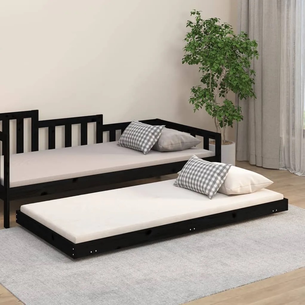 823508 vidaXL Estrutura de cama 90x190 cm madeira de pinho maciça preto
