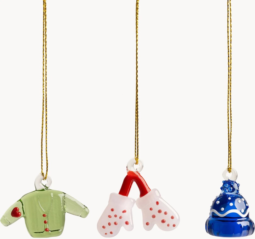 Ornamentos de Natal em vidro borossilicato Merry, conjunto de 3