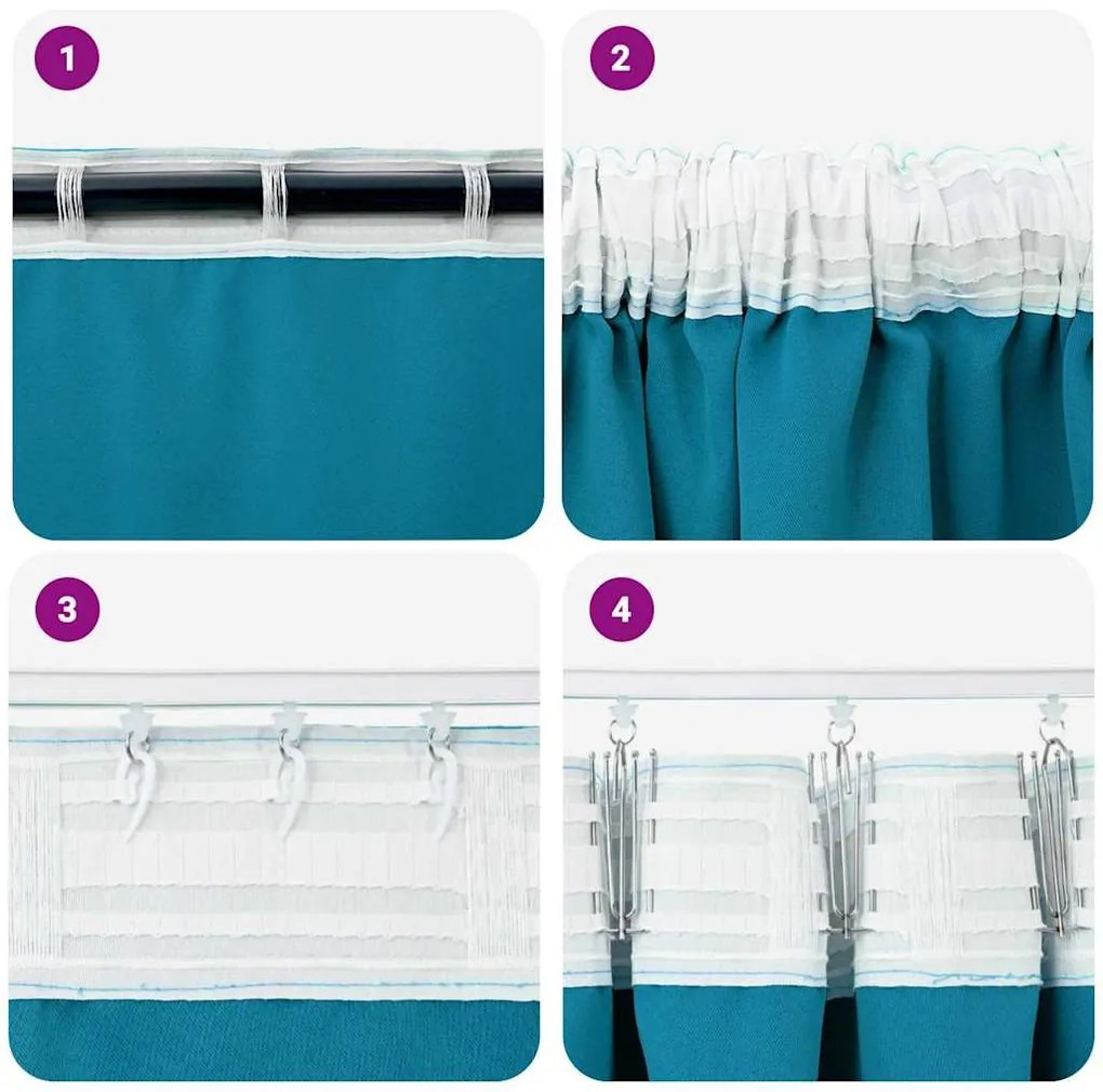 Cortinas com cortinas 2 pcs Turquesa 140 x 140 cm Poliéster