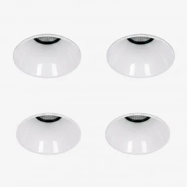 Pack De 4 Downlights Led Embutidos Sem Moldura Trimless Redondos Em Alumínio Luisiana Branco & Branco 3000k & Ø5,3 Cm & 8 W & 23º - Sklum