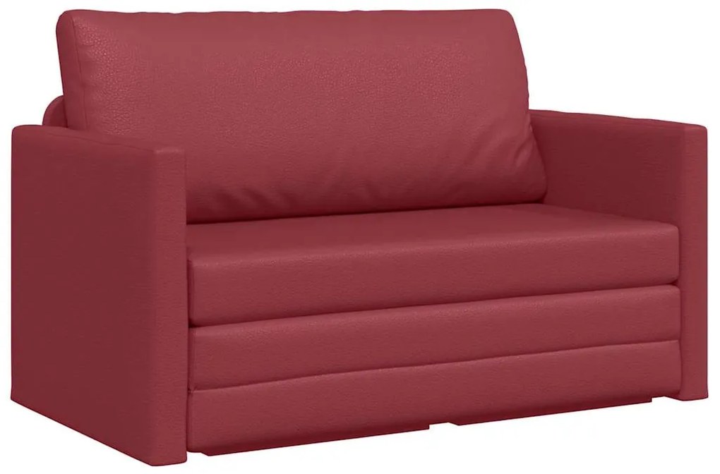 Sofá Chão Cama 2 em 1 Vinho Vermelho 124x71x78 cm Couro Sintético