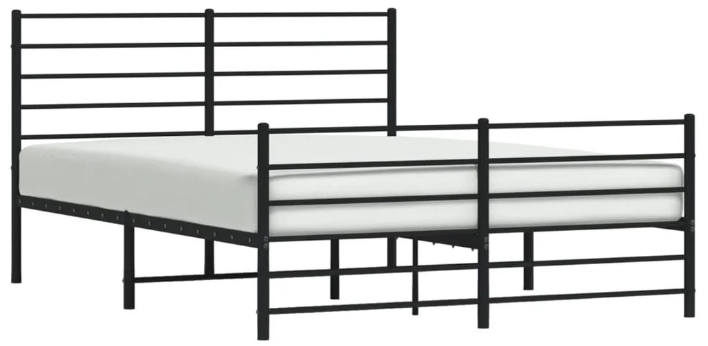 Estrutura de cama com cabeceira e pés 140x190 cm metal preto