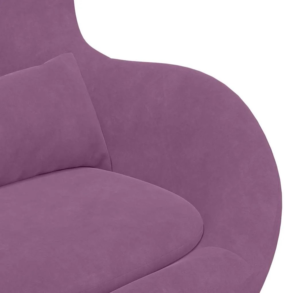 Poltrona Egg vidaXL com Puff em Veludo Roxo