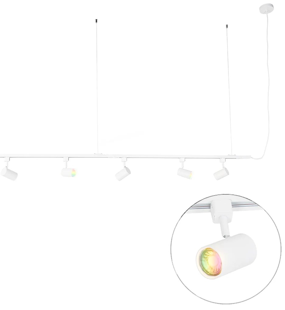 LED Sistema de calha de pendurar inteligente branco monofásico com 5 GU10 Wi-Fi - Jeana Moderno