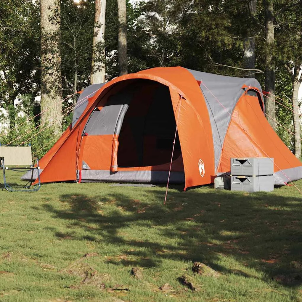 Tenda familiar cúpula para 6 pessoas impermeável cinza/laranja