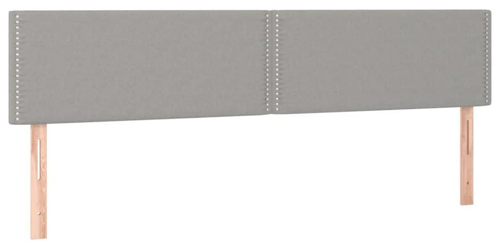 Cama box spring c/ colchão e LED 200x200 cm tecido cinza-claro