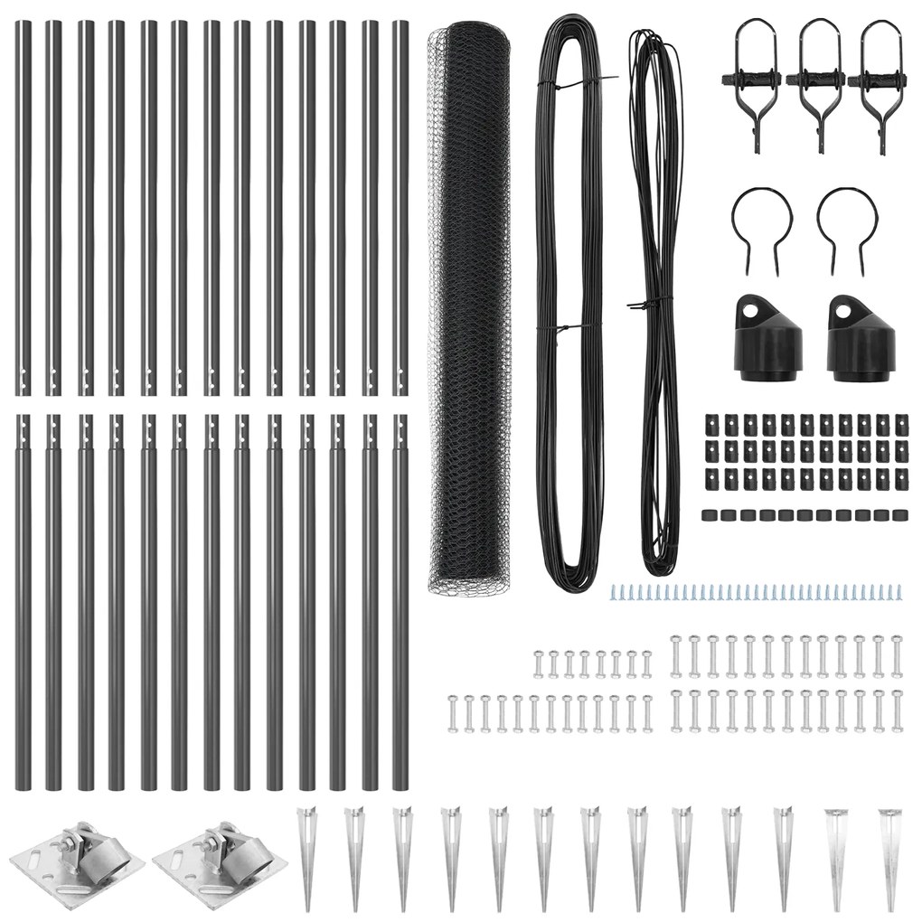 Conjunto de Cercas Conjunto de 2 Cinza Metal, Plástico 25 x 1,2 m