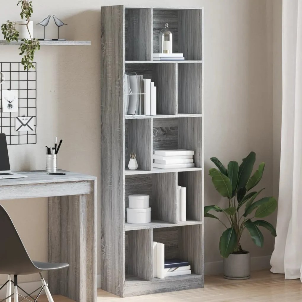 vidaXL Estante 57x28,5x174 cm derivados de madeira cinzento sonoma