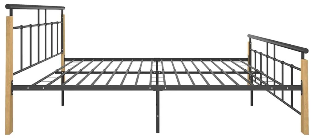 Estrutura de cama 180x200 cm metal e madeira de carvalho maciça