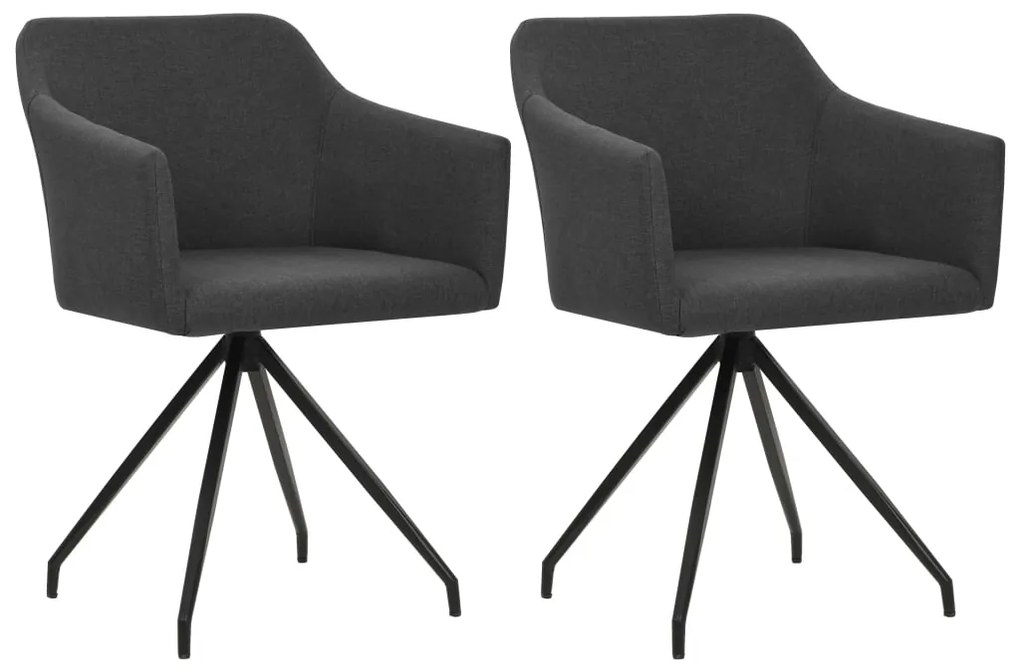 vidaXL Cadeiras de jantar giratórias 2 pcs tecido cinzento-escuro