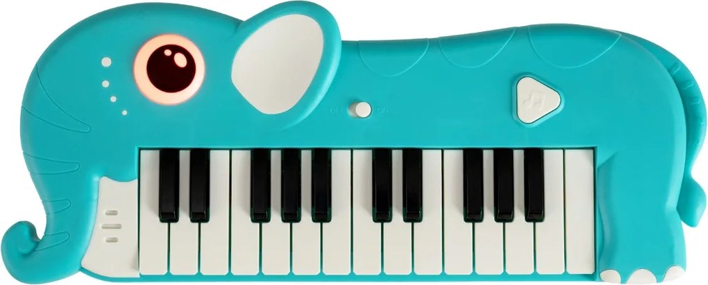Piano infantil de 25 teclas em forma de elefante com música e luzes integradas para maiores de 3 anos Azul