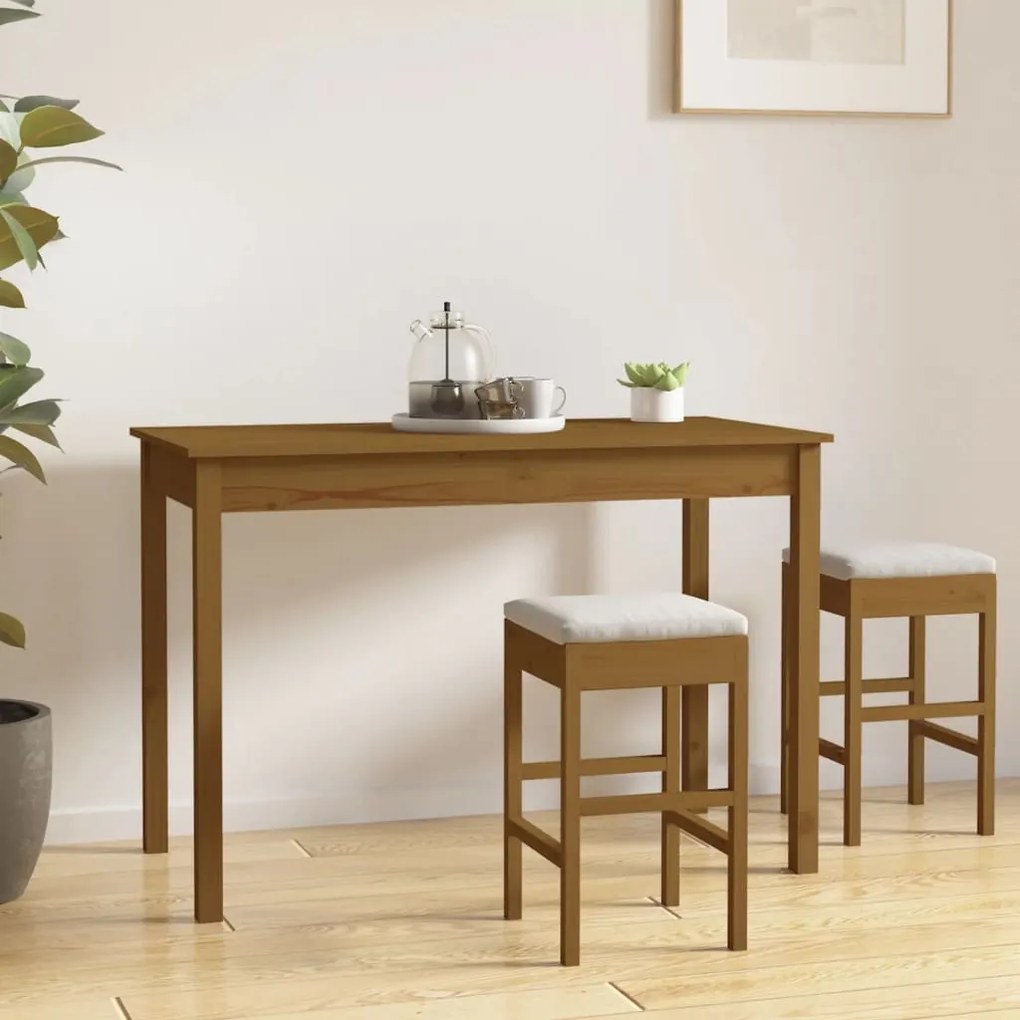 814252 vidaXL Mesa de jantar 110x55x75cm madeira de pinho maciça castanho mel