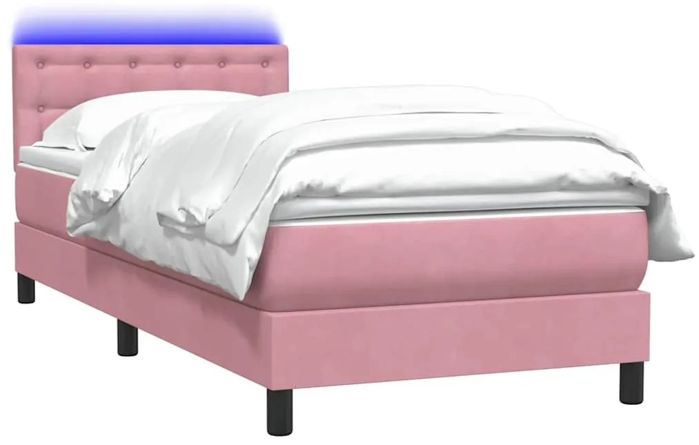 Cama com molas/colchão 100x210 cm veludo rosa