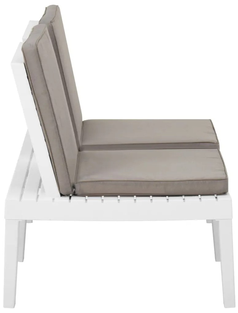 Bancos de jardim com almofadões 2 pcs plástico branco