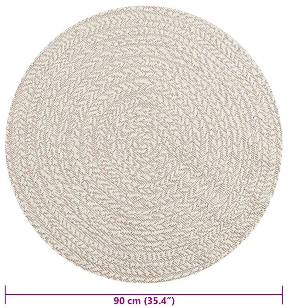 Tapete ZIZUR creme Ø 90 cm aspeto de juta interior e exterior
