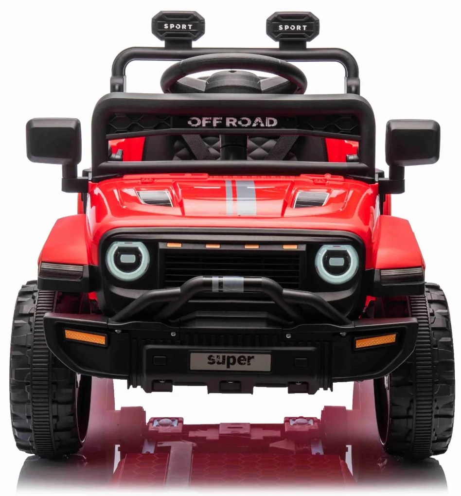 Jipe elétrico para crianças OFFROAD NEW, bateria de lítio, chassis alto, banco largo, suspensão nas rodas traseiras, controlo remoto de 2,4 GHz, leito