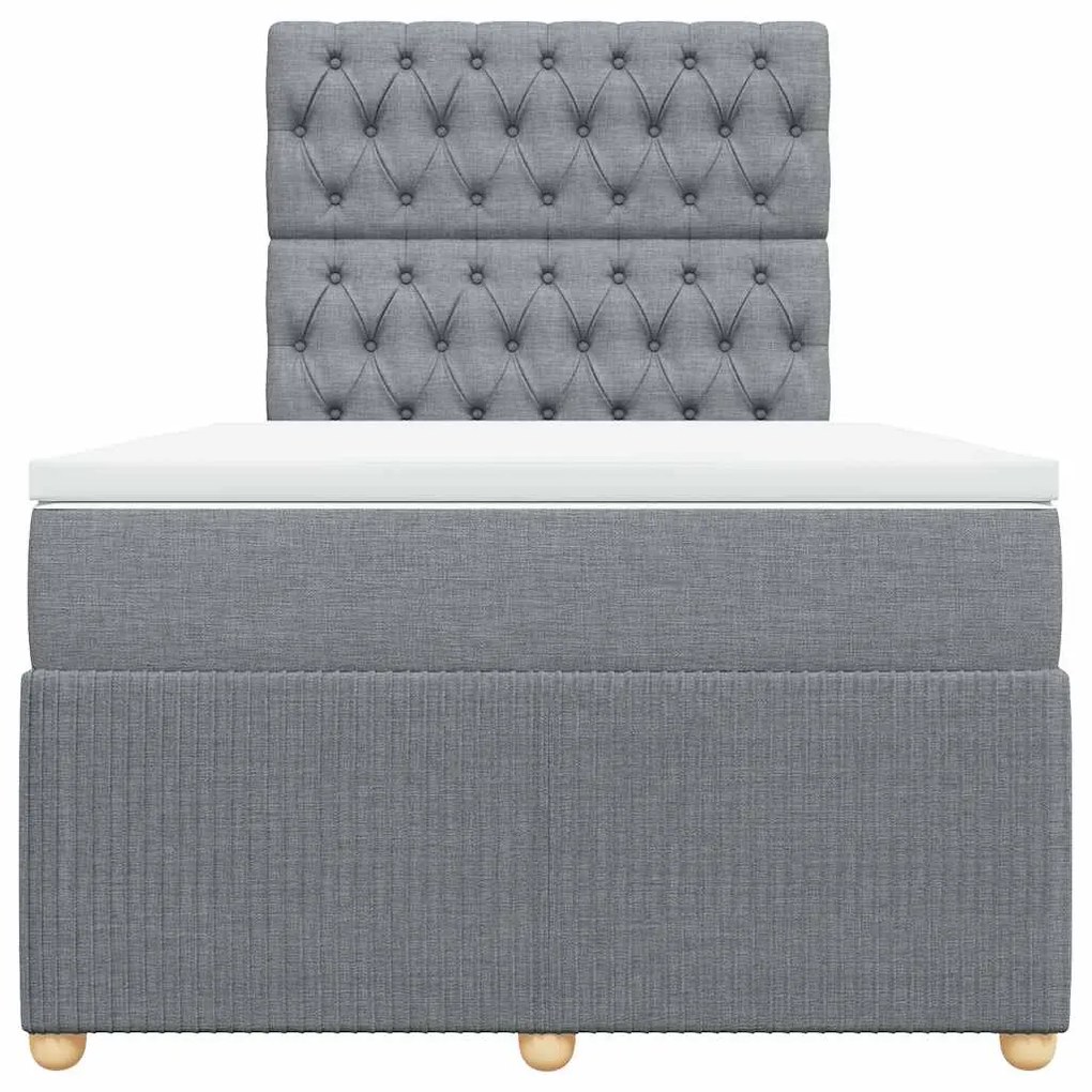 Cama boxspring com colchão 120x190 cm tecido cinzento-claro