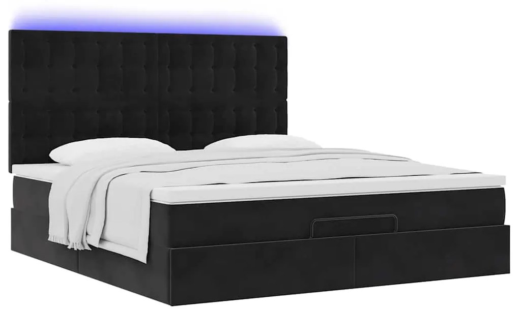 Estrutura de cama otomana com colchões 160x200 cm veludo preto