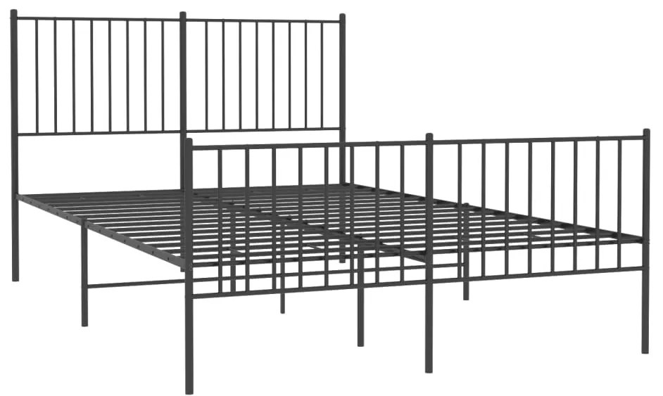 Estrutura de cama com cabeceira e pés 140x190 cm metal preto