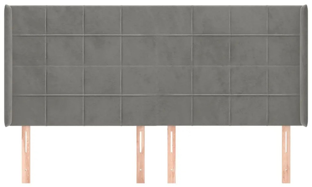 Cabeceira cama c/ abas veludo 163x16x118/128 cm cinzento-claro