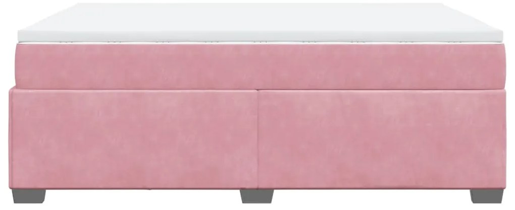 Cama com molas/colchão 160x200 cm veludo rosa