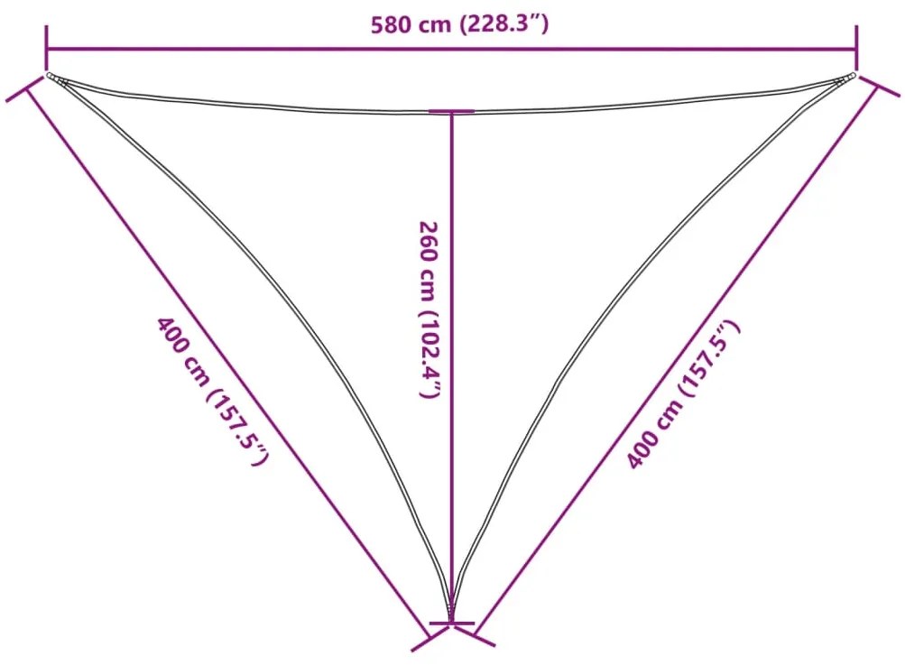 Para-sol estilo vela tecido oxford triangular 4x4x5,8m vermelho
