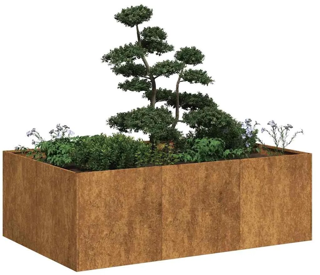 Floreira enferrujada 120x80x40 cm aço resistente