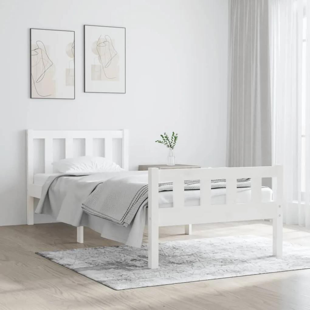 810645 vidaXL Estrutura de cama solteiro 90x190 cm madeira maciça branco