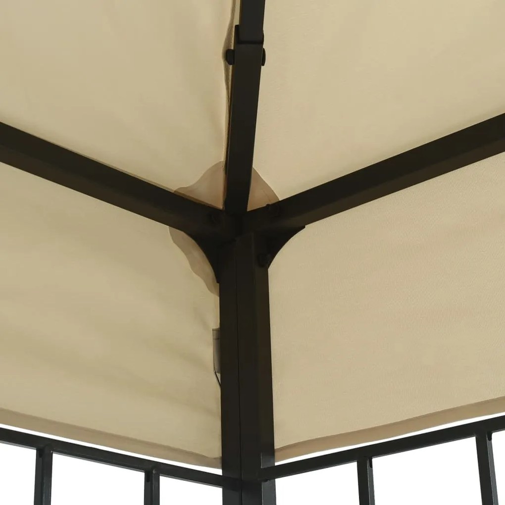 Gazebo com cordões de luzes LED 3x3 m cor creme