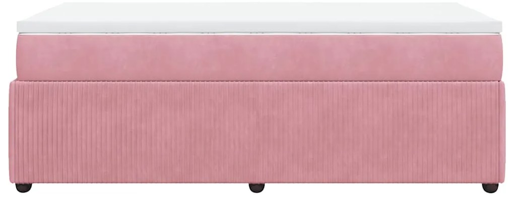 Cama com molas/colchão 100x200 cm veludo rosa
