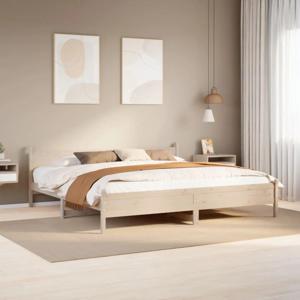 vidaXL Cama sem colchão 200x200 cm madeira de pinho maciça
