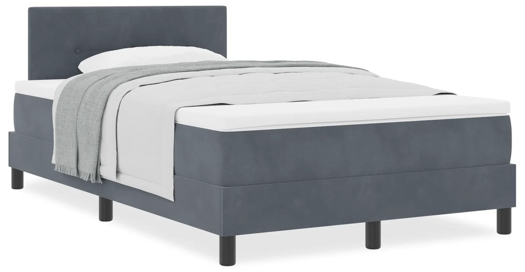 Cama Box com Colchão vidaXL Cinza Escuro Pequeno Duplo Veludo