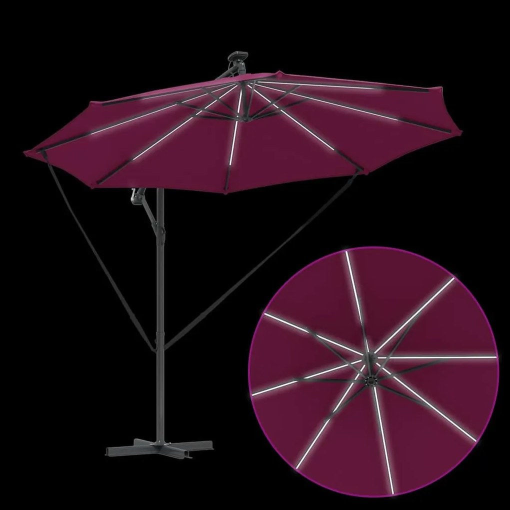 Guarda-sol de Bananeira Cantilever com bloqueio Vermelho bordô