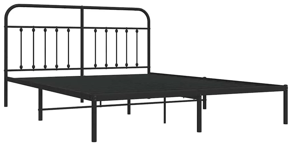 Estrutura de cama com cabeceira 183x213 cm metal preto